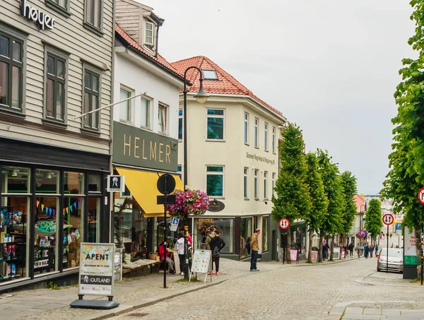 Ulica handlowa w centrum Stavanger, Norwegia, Skandynawia, — Zdjęcie stockowe
