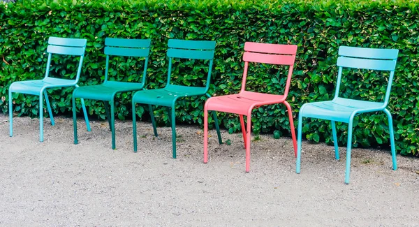 Color Chairs, Royal Library Garden, Christiansborg Palace; Copen — Stock Photo, Image