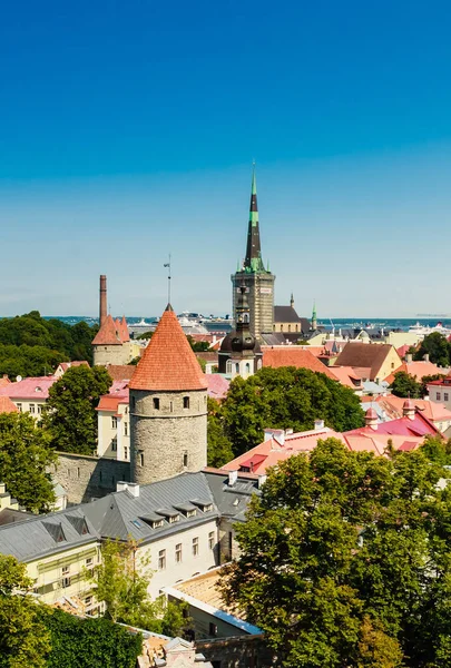 Edificios antiguos en el casco antiguo, puerto y centro de Tallin, E —  Fotos de Stock