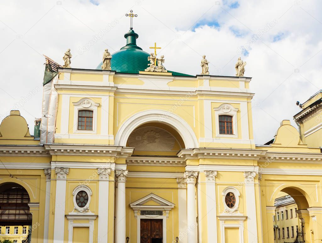 The facade of Catholic Church of St Catherine with monumental ar