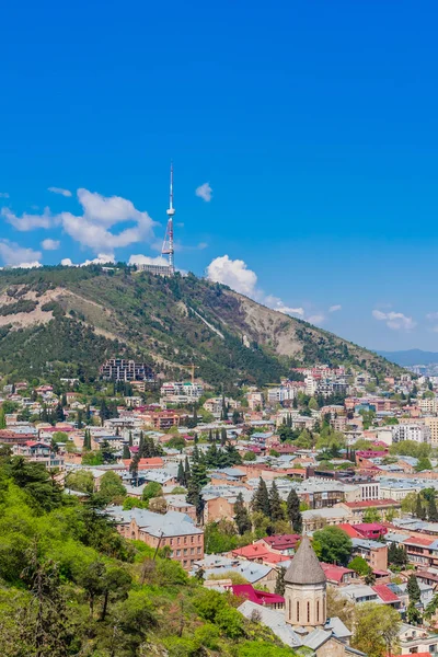 Tbilisi TV Broadcasting Tower on Mtatsminda Hill. View from the — ストック写真