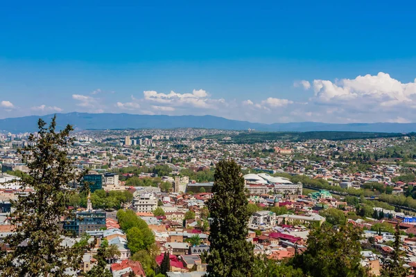 Panoramic view of Tbilisi city from Sololaki Hill, old town and — ストック写真