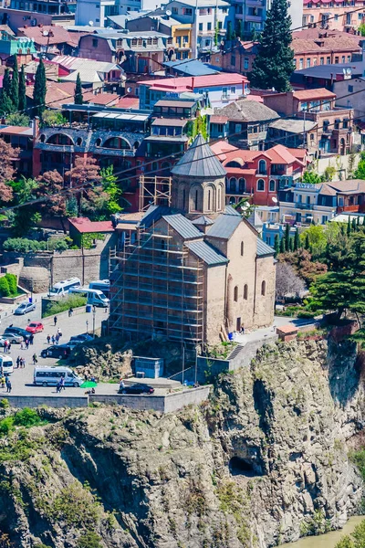 Templo Metekhi Que Está Situado Una Roca Sobre Río Kura — Foto de Stock