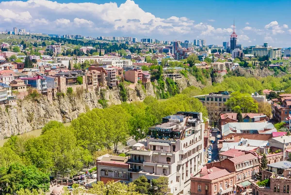 Vista Panorámica Ciudad Tbilisi Desde Colina Sololaki Casco Antiguo Arquitectura —  Fotos de Stock