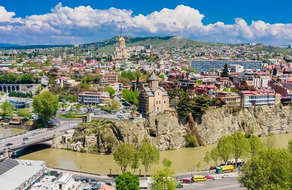 Vista Panoramica Della Città Tbilisi Dalla Collina Sololaki Centro Storico — Foto Stock