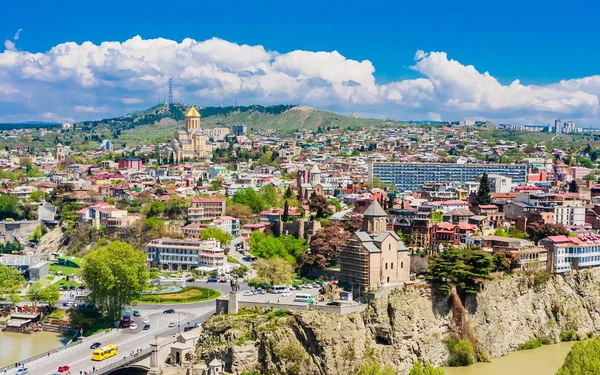 Vue Panoramique Ville Tbilissi Depuis Colline Sololaki Vieille Ville Architecture — Photo