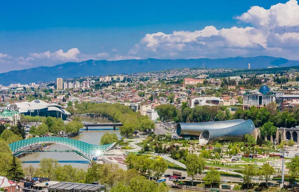 Panoramautsikt Över Tbilisi Stad Från Sololaki Hill Gamla Stan Och — Stockfoto