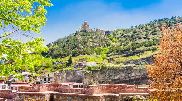 Tbiliszi Georgia Tabor Monastery Transformation Templom Dombon Kilátás Narikala Erődből — Stock Fotó