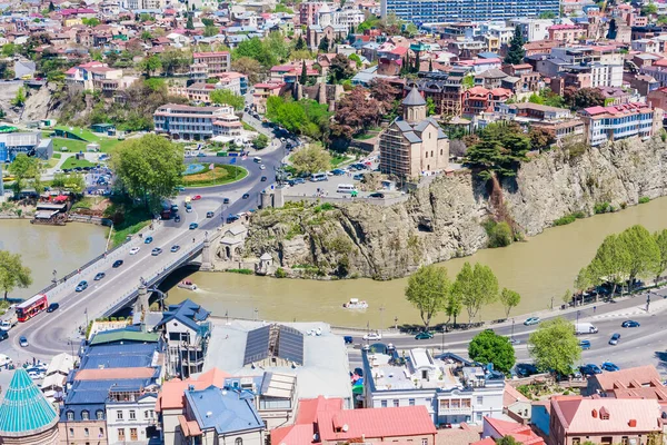 Vista Panorâmica Cidade Tbilisi Partir Fortaleza Narikala Cidade Velha Arquitetura — Fotografia de Stock