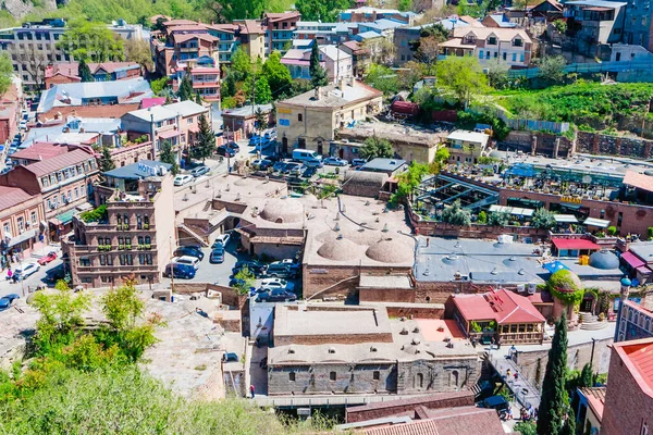Kilátás Régi Város Tbiliszi Kénes Fürdők Magasból Grúzia — Stock Fotó