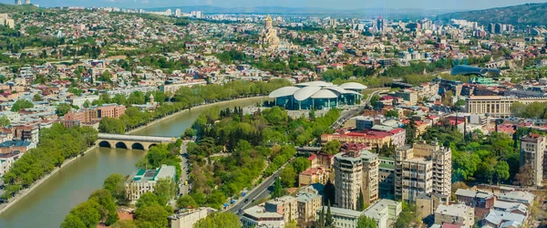 Panorámás Kilátás Nyílik Tbiliszi Város Millennium Hotel Régi Város Modern — Stock Fotó