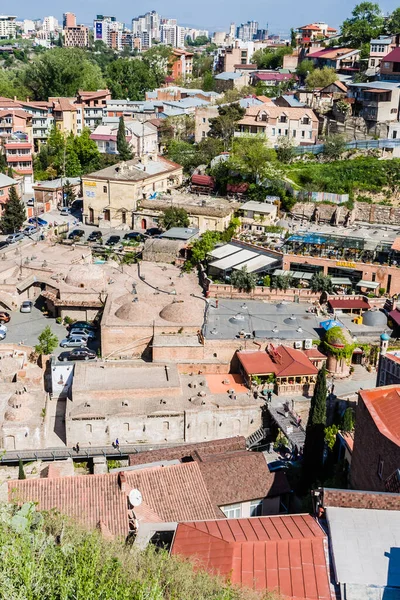 Vista Cidade Velha Tbilisi Banhos Enxofre Uma Altura Geórgia — Fotografia de Stock