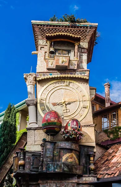 Falling Clock Tower Puppet Theater Rezo Gabriadze Old Town Tbilisi — Stock Photo, Image