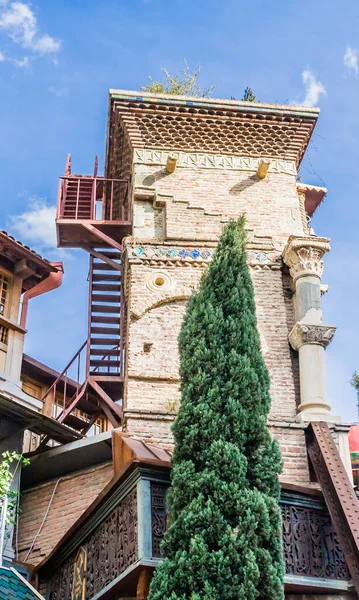 Falling Clock Tower Puppet Theater Rezo Gabriadze Old Town Tbilisi — Stock Photo, Image