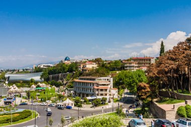  Avrupa meydanı ve Gürcistan Avrupa Birliği bayrakları. Tiflis. Georgia