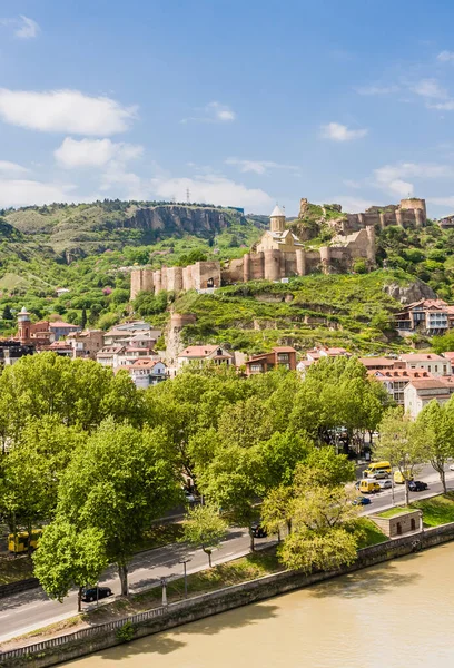 Utsikt Över Historiska Centrum Tbilisi Och Narikala Fästning — Stockfoto