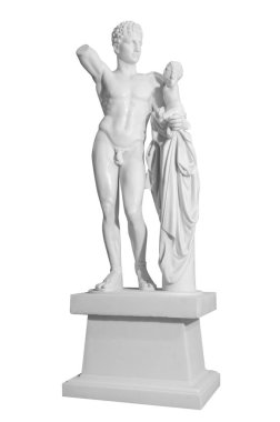 Beyaz mermer klasik heykel izole beyaz arka plan üzerinde