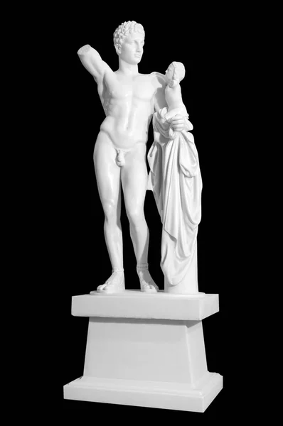 Wit marmeren klassieke standbeeld geïsoleerd op zwarte achtergrond — Stockfoto