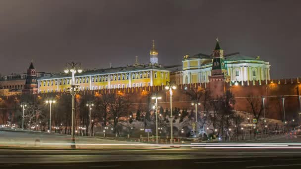 Vista do Kremlin de Moscou na noite de inverno. Rússia — Vídeo de Stock