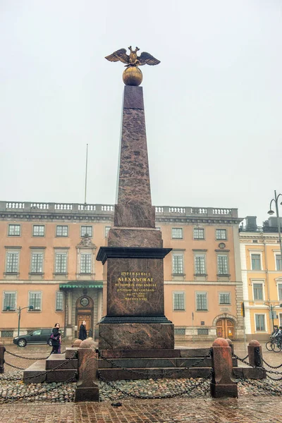 Alexandrův sloup v Helsinkách, Finsko — Stock fotografie