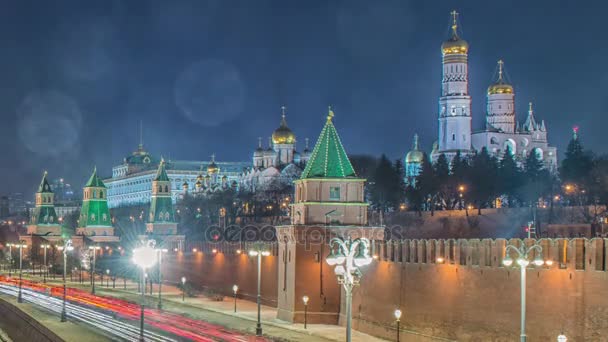 Veduta del Cremlino di Mosca nella notte d'inverno. Russia — Video Stock