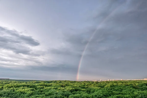 Západ slunce z výšin nad lesem. Stavropol. Rusko — Stock fotografie