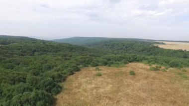 Havadan görünümü. Güzel dağ ve güzel orman üzerinde uçan. Hava kamera çekim. Rusya, Stavropol, dağ Strizhament.