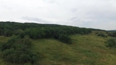 Havadan görünümü. Güzel dağ ve güzel orman üzerinde uçan. Hava kamera çekim. Rusya, Stavropol, dağ Strizhament.
