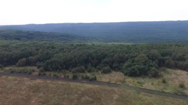 Havadan görünümü. Uçuş bir yeşil çimenli kayalık tepe üzerinde. Rusya, Stavropol, dağ Strizhament.
