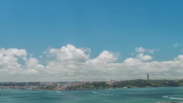 Panoramic view of Lisbon city and Tagus river — Stock Video