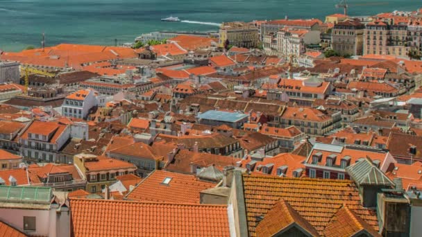 Panoramablick auf die stadt Lissabon und den fluss tagus — Stockvideo
