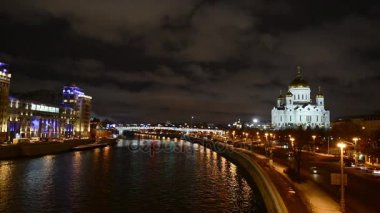 Moskova kremlin kış gece manzarası. Rusya