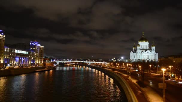 Weergave van het kremlin van Moskou in de winternacht. Rusland — Stockvideo