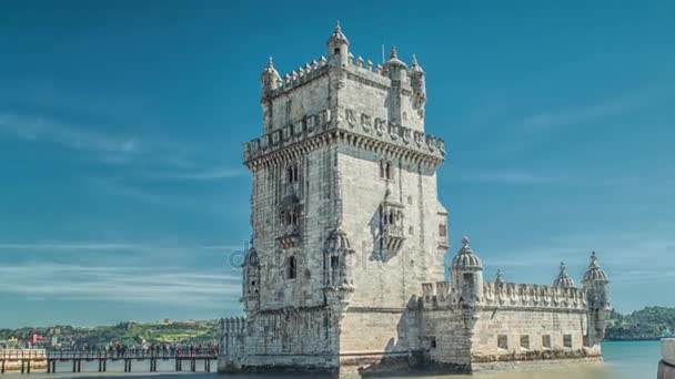 Lissabon Portugal Mars 2017 Berömda Lissabon Sevärdheter Belem Tower Floden — Stockvideo