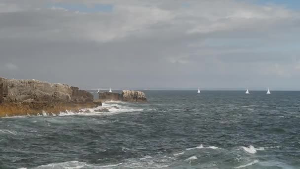 Atlantikküste Granitfelsen Und Klippen Portugal — Stockvideo