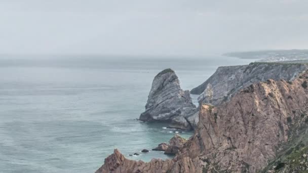 Cabo da Roca mys Roca tvoří nejzápadnější pevninské kontinentální Evropy. Portugalsko — Stock video