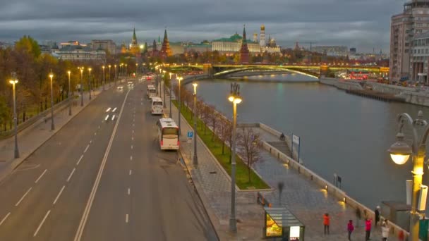 Moskova, Kremlin ve Moskova Nehri, Rusya Federasyonu — Stok video