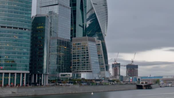 Moskau Russland Stadtbild Sonnenuntergang Zeitraffer Geschäftszentrum Des Bezirks Und Der — Stockvideo