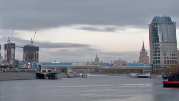 Moscú Rusia Paisaje Urbano Atardecer Timelapse Centro Negocios Del Distrito — Vídeo de stock