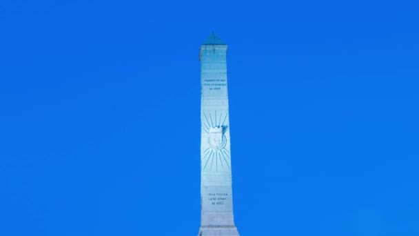 Pomnik nawrotu timelapse przy placu Restauradores Square w Lizbonie, Portugalia. — Wideo stockowe