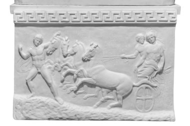 Beyaz bir arka plan üzerinde Antik sahne ile klasik mermer levha