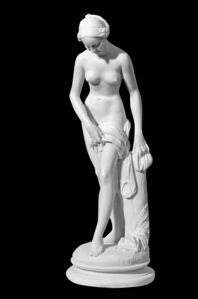 Classica Statua Marmo Bianco Una Donna Nuda Sfondo Nero — Foto Stock