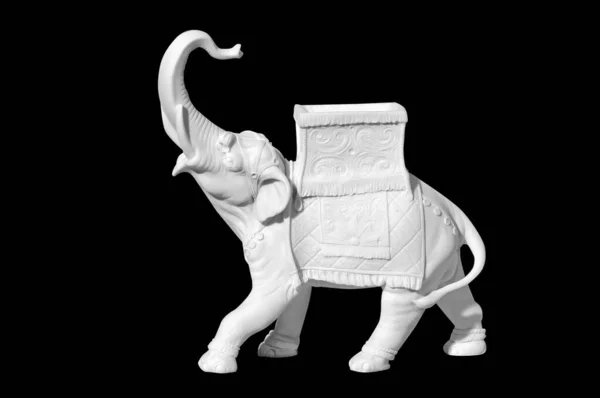 Statua Elefante Marmo Classico Sfondo Nero — Foto Stock