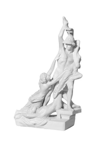 Statue Classique Marbre Couple Sur Fond Blanc — Photo