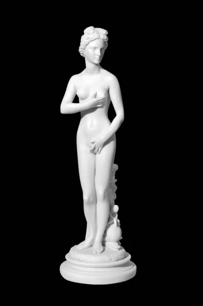 Statue Classique Marbre Blanc Une Femme Nue Sur Fond Noir — Photo