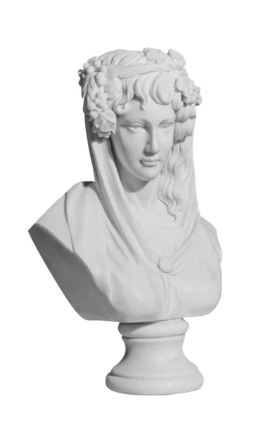 Классическая Статуя Женщины Белого Мрамора Белом Фоне — стоковое фото