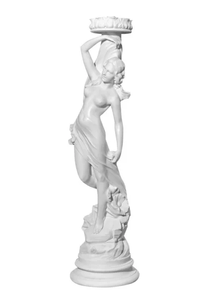Clássico Mulher Estátua Mármore Branco Fundo Branco — Fotografia de Stock