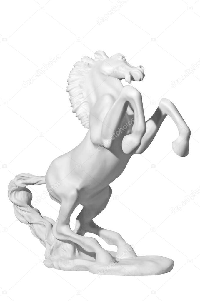 Classic white marble statue of a horse