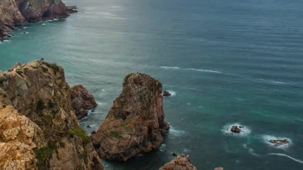 罗加角（Cabo da Roca）"罗加角"（Cape Roca）是欧洲大陆最西部的大陆。葡萄牙 — 图库视频影像