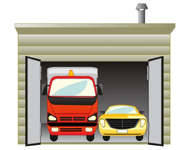 Garage met auto — Stockvector
